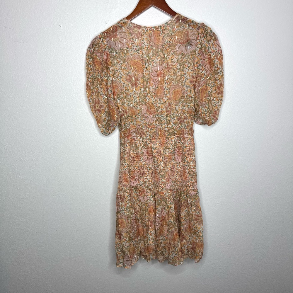 Shoshanna Aubrey Puff Sleeve Smocked Mini Dress‎ - Picture 2 of 7